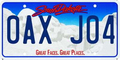 SD license plate 0AXJ04
