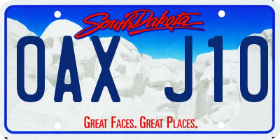 SD license plate 0AXJ10