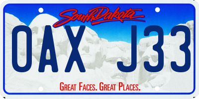 SD license plate 0AXJ33