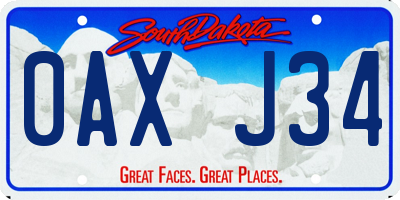 SD license plate 0AXJ34