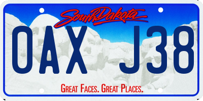 SD license plate 0AXJ38