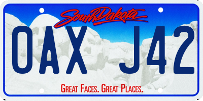 SD license plate 0AXJ42