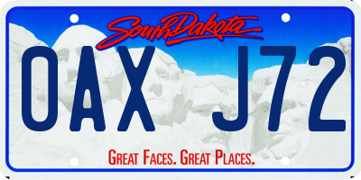 SD license plate 0AXJ72