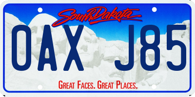 SD license plate 0AXJ85
