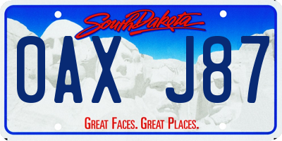 SD license plate 0AXJ87