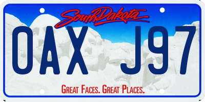SD license plate 0AXJ97