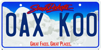 SD license plate 0AXK00