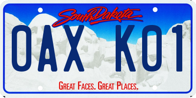 SD license plate 0AXK01