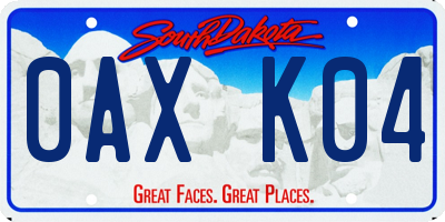 SD license plate 0AXK04