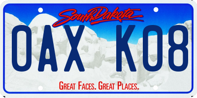SD license plate 0AXK08