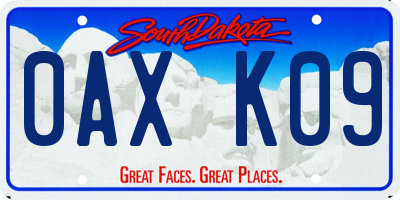 SD license plate 0AXK09
