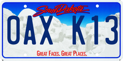 SD license plate 0AXK13