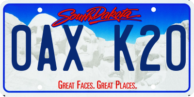 SD license plate 0AXK20