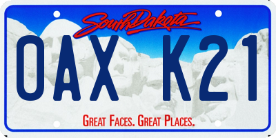 SD license plate 0AXK21