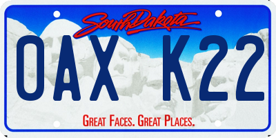 SD license plate 0AXK22