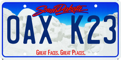 SD license plate 0AXK23