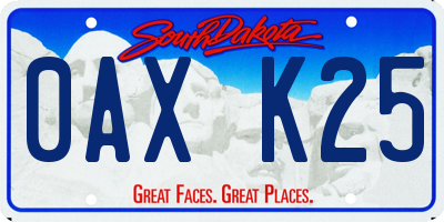 SD license plate 0AXK25