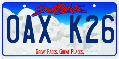 SD license plate 0AXK26