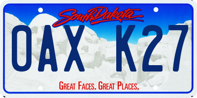 SD license plate 0AXK27