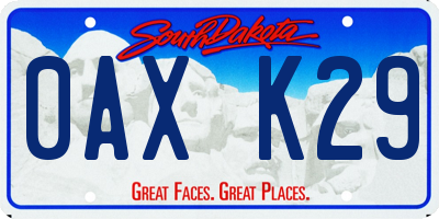 SD license plate 0AXK29