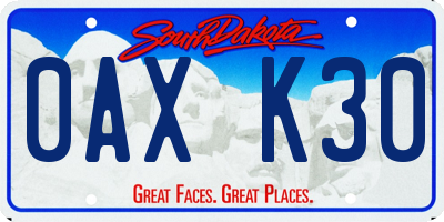 SD license plate 0AXK30