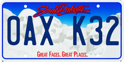 SD license plate 0AXK32