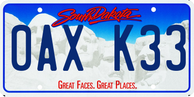SD license plate 0AXK33