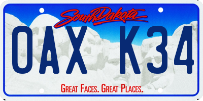 SD license plate 0AXK34