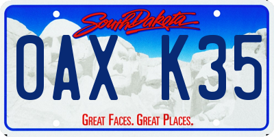 SD license plate 0AXK35