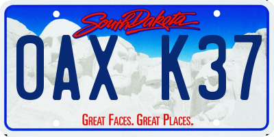 SD license plate 0AXK37