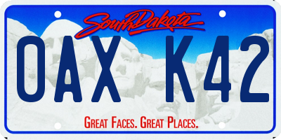SD license plate 0AXK42