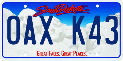 SD license plate 0AXK43