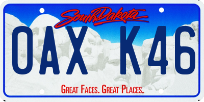 SD license plate 0AXK46