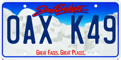 SD license plate 0AXK49