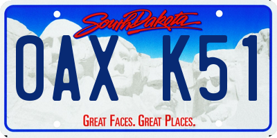 SD license plate 0AXK51
