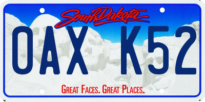SD license plate 0AXK52