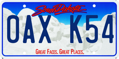 SD license plate 0AXK54