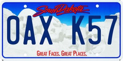 SD license plate 0AXK57