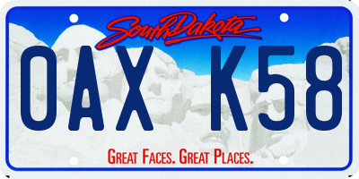 SD license plate 0AXK58