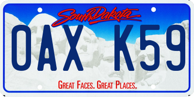 SD license plate 0AXK59
