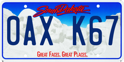 SD license plate 0AXK67