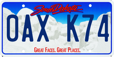 SD license plate 0AXK74