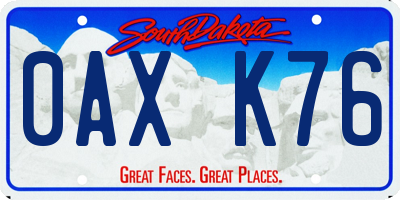SD license plate 0AXK76