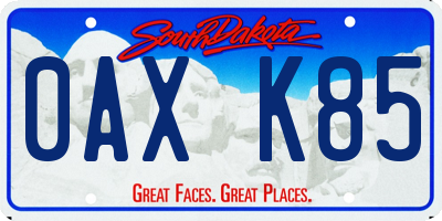 SD license plate 0AXK85
