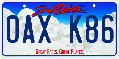 SD license plate 0AXK86