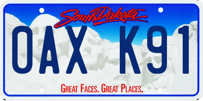 SD license plate 0AXK91