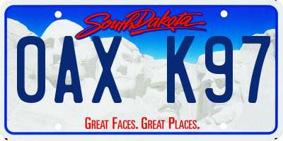 SD license plate 0AXK97