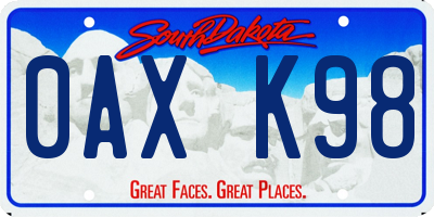 SD license plate 0AXK98