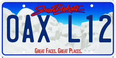 SD license plate 0AXL12