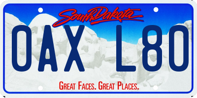 SD license plate 0AXL80